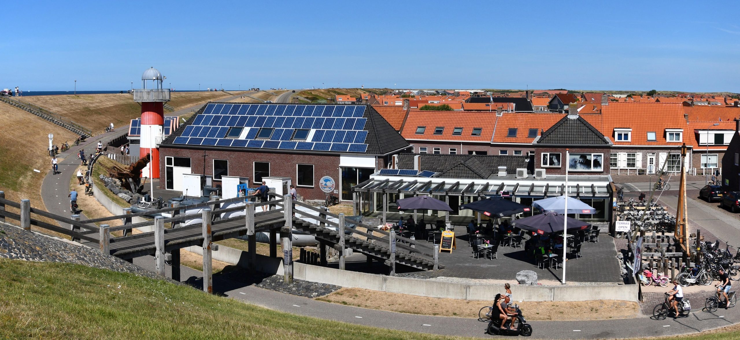 Polderhuis Westkapelle panorama vanaf de dijk